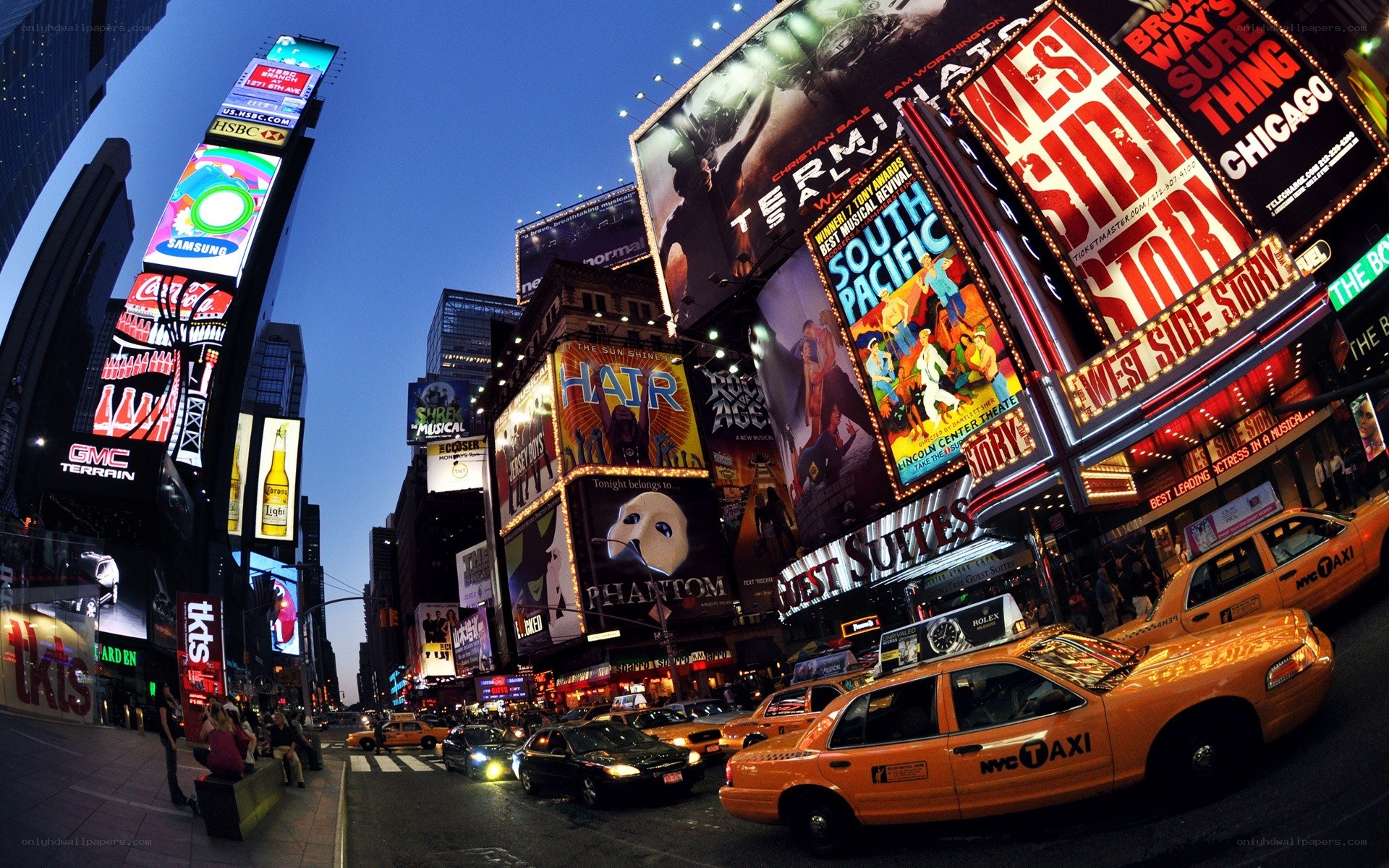 Times Square at dusk