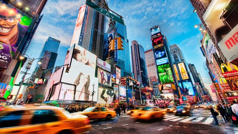 Times Square at dusk