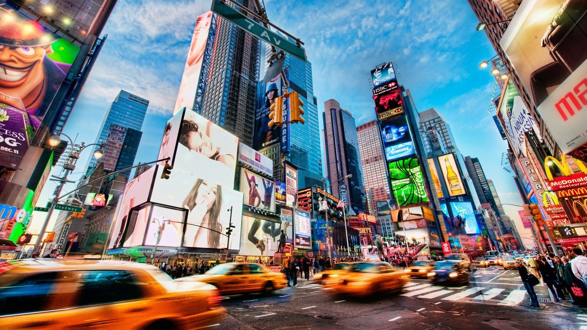 Times Square at dusk