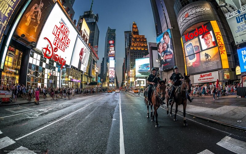 Times Square at dusk