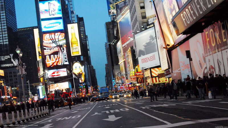Times Square at Dusk — Blue, Busy, Night