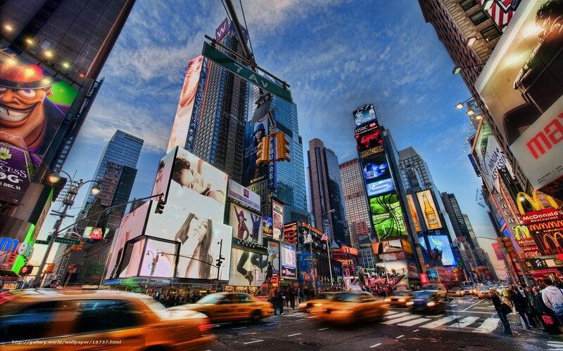 Times Square at dusk