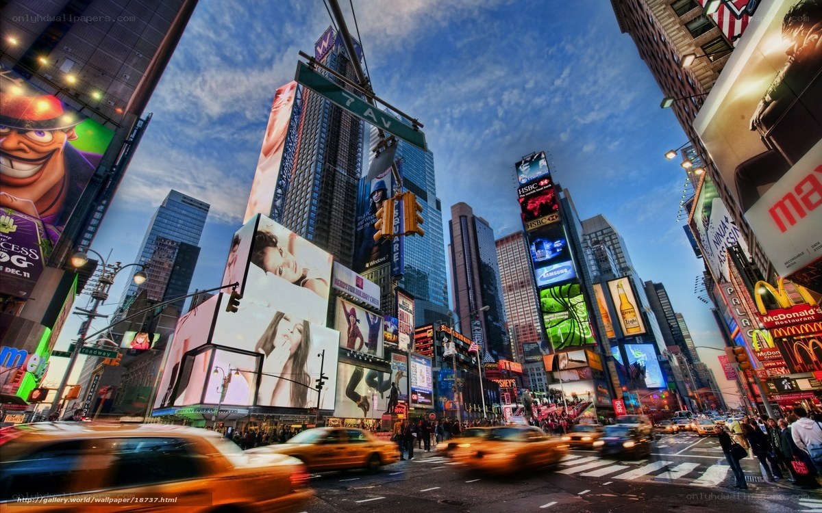 Times Square at dusk