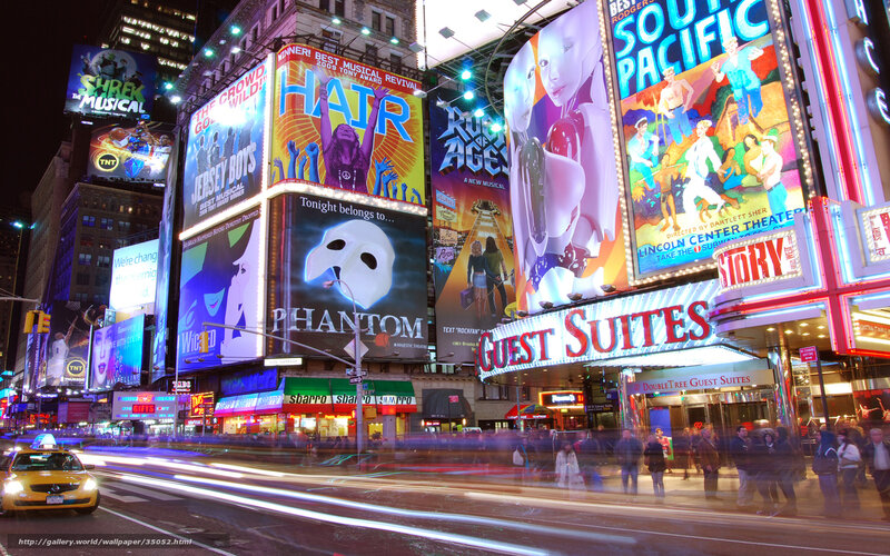 Times Square at Night — Black, Vibrant