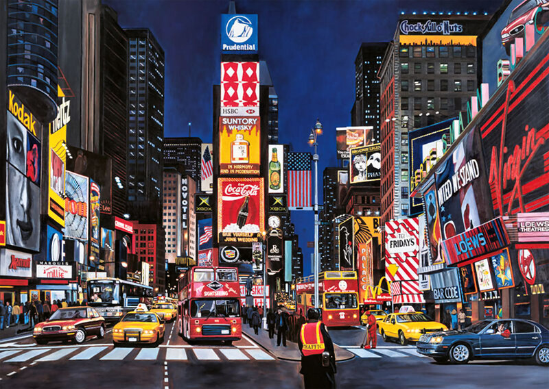 Times Square at Night — Blue, Dramatic, Painting