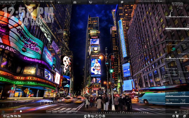 Times Square at Night — Blue, Dramatic, Photograph, Billboards, Buildings, People, Black