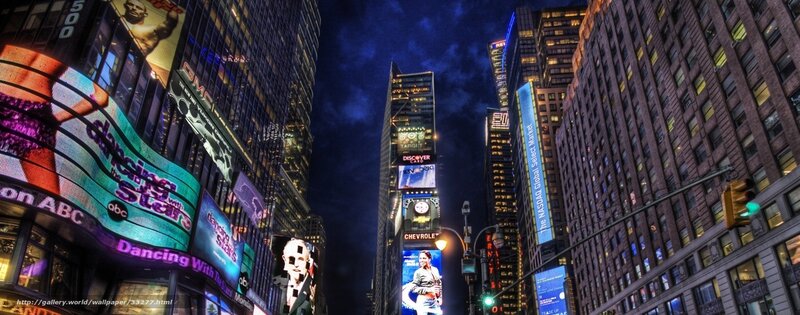 Times Square at Night — Blue, Dramatic, Photograph