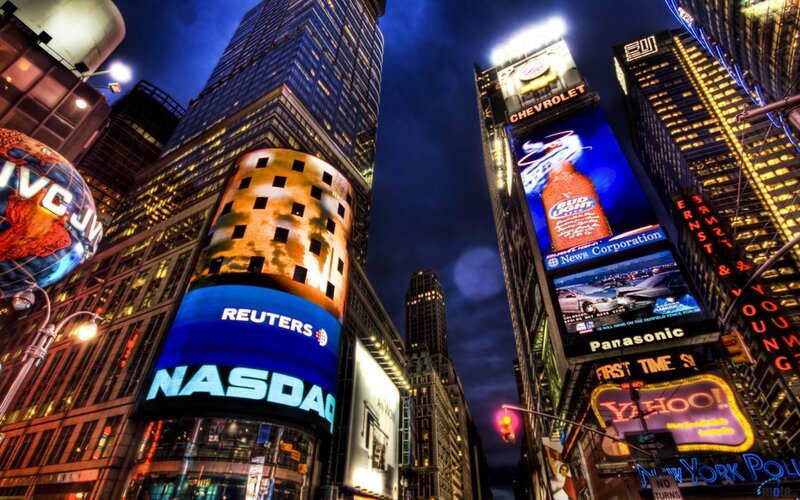 Times Square at Night — Blue, Dramatic
