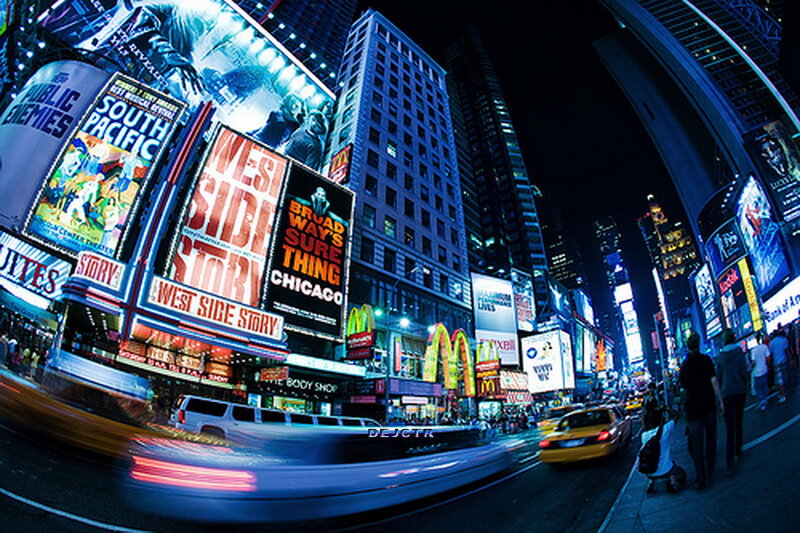 Times Square at Night — Blue, Vibrant, Photograph