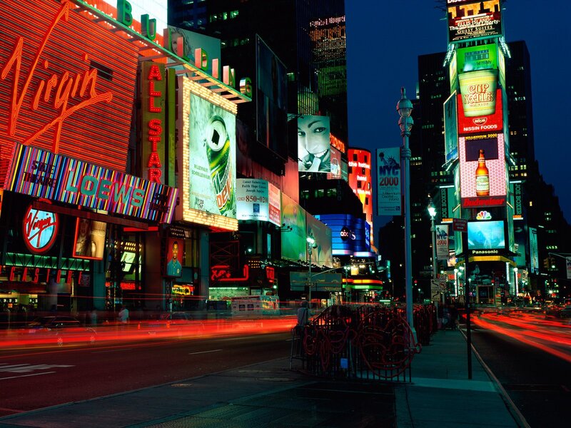 Times Square at Night — Red, Dramatic