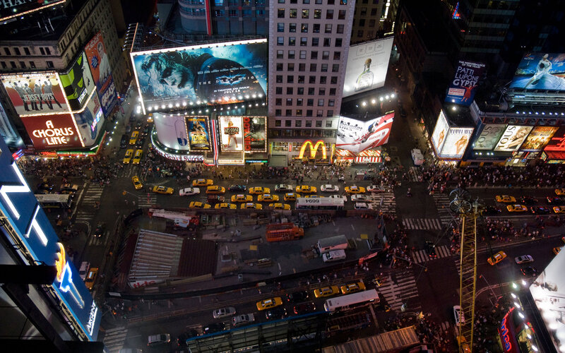 Times Square at Night — Yellow, Busy