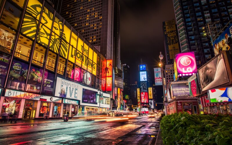 Times Square at Night — Yellow, Dramatic