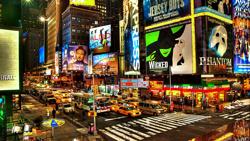 Times Square at Night — Yellow, Lively