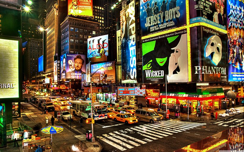 Times Square at Night — Yellow, Vibrant