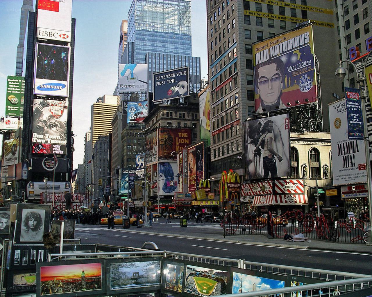 Times Square billboards and crowds