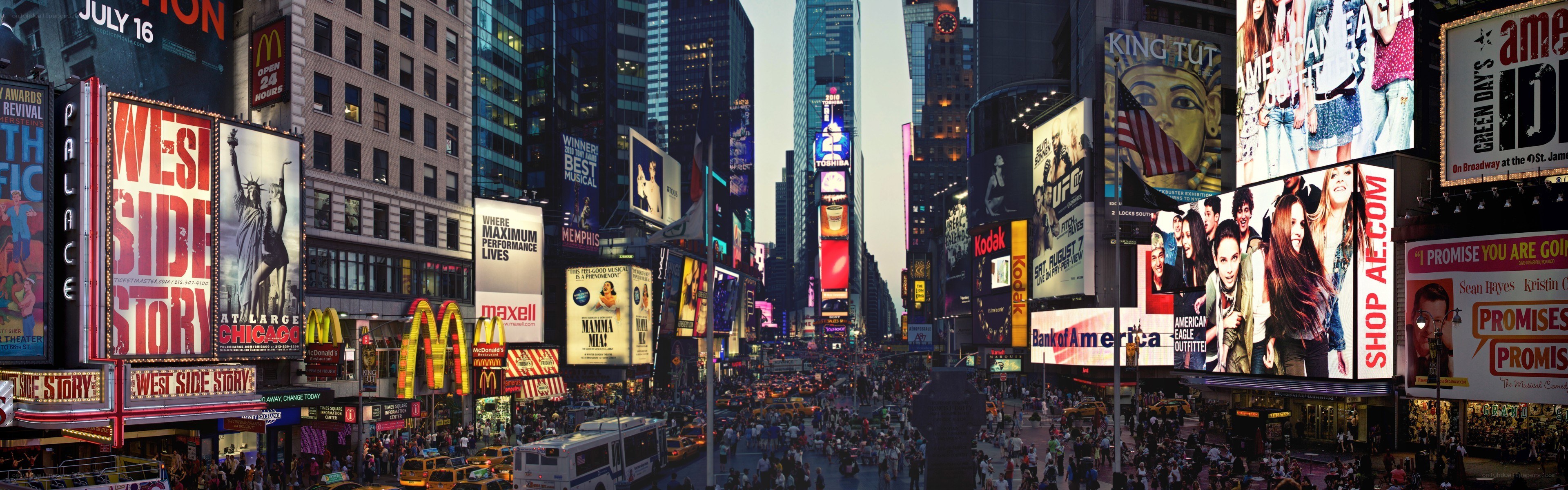 Times Square billboards and crowds