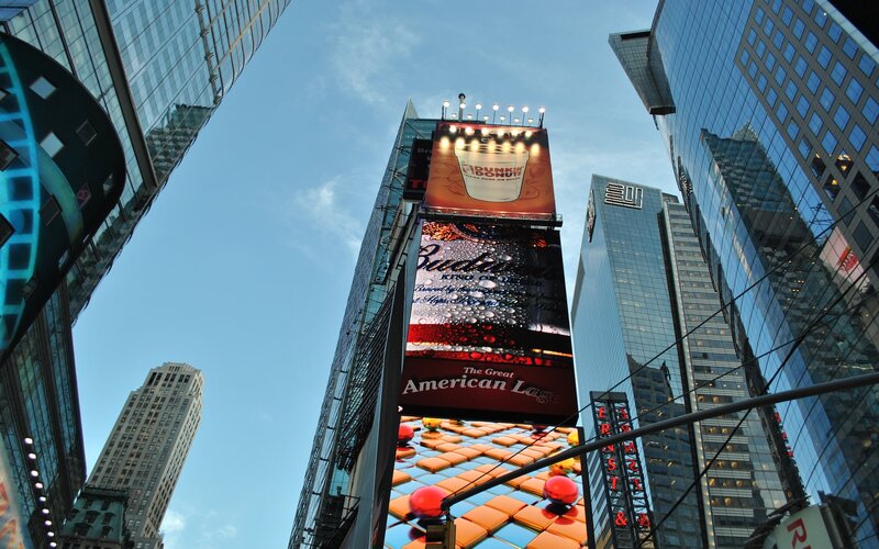 Times Square billboards and skyscrapers