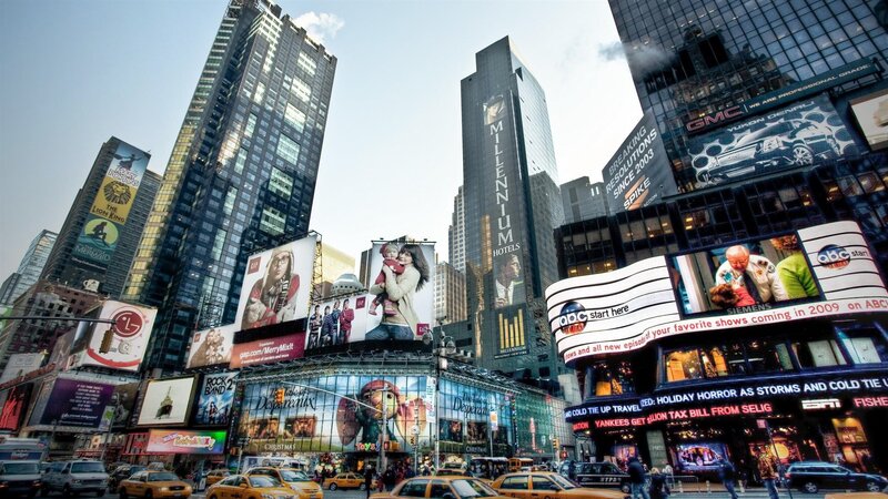 Times Square billboards and taxis
