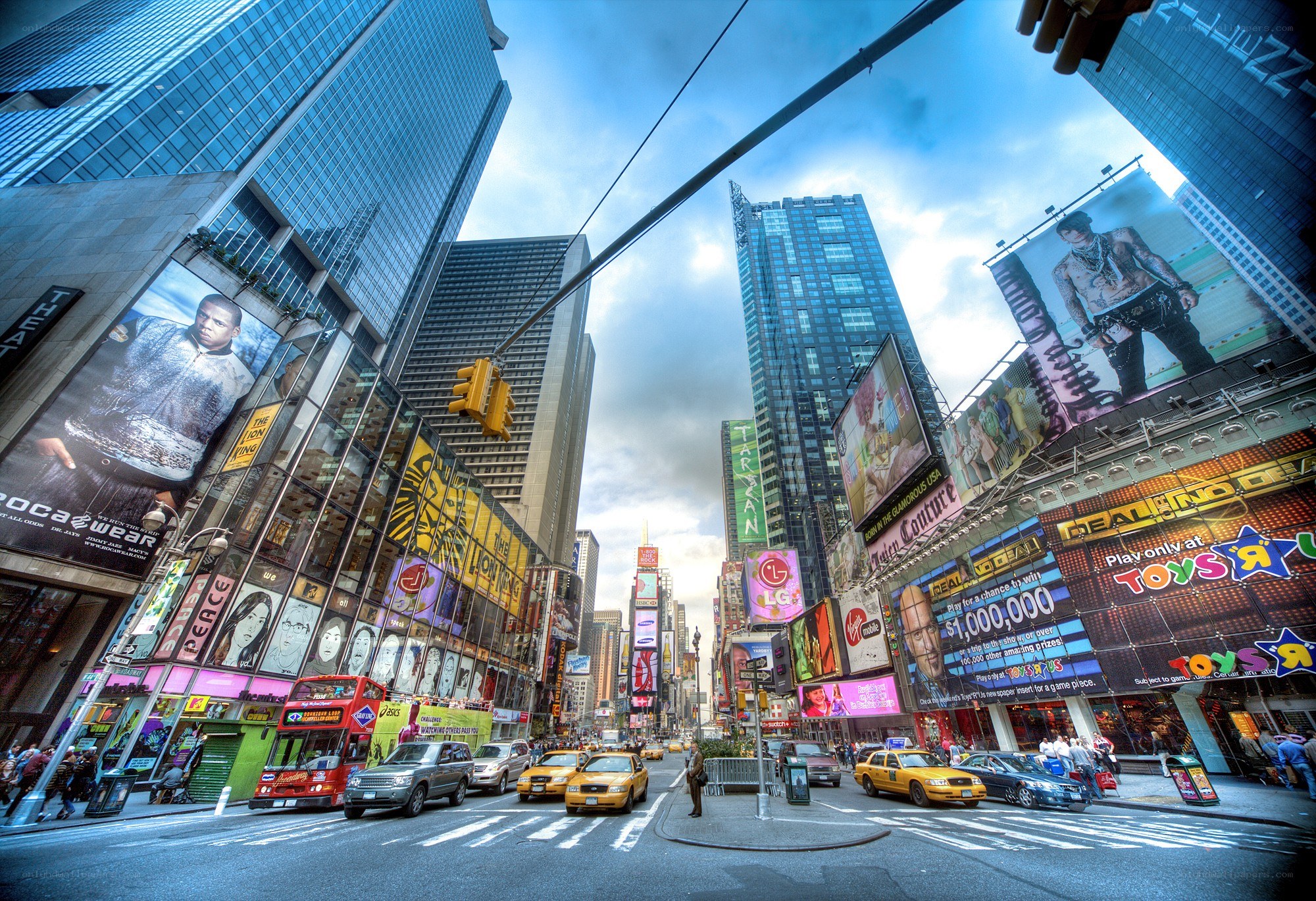 Times Square billboards and traffic