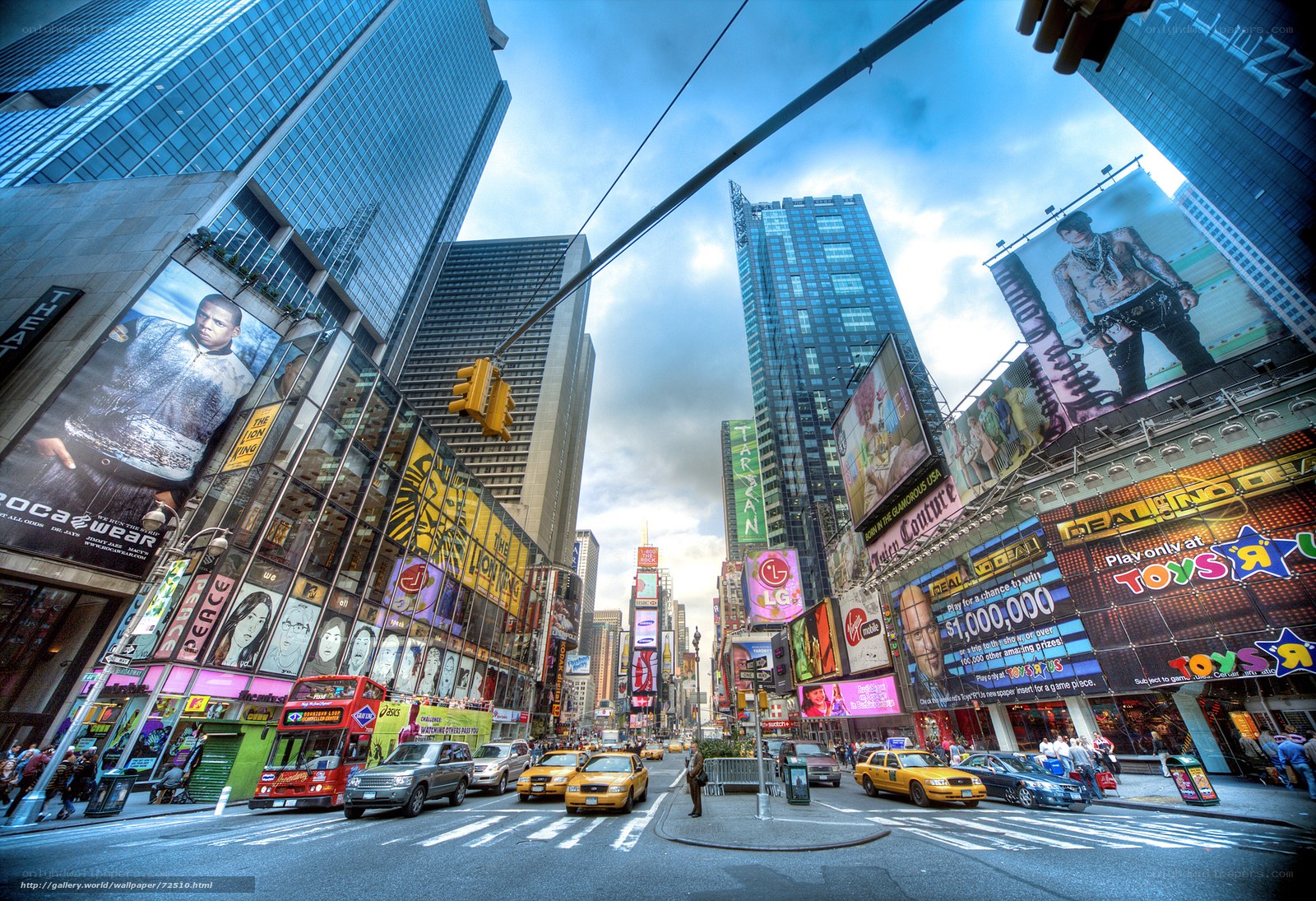 Times Square billboards and traffic