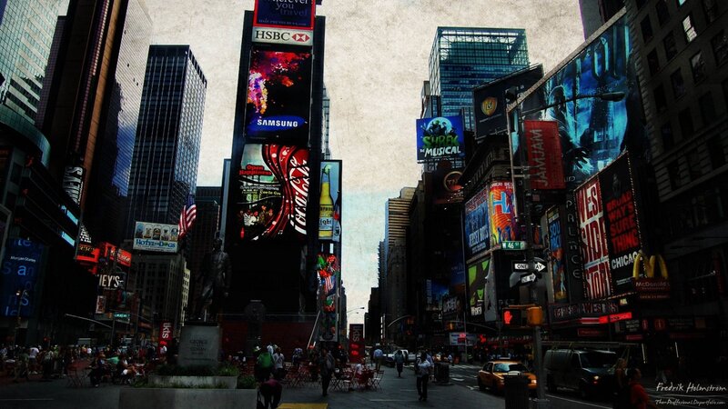 Times Square Billboards — Blue, Busy