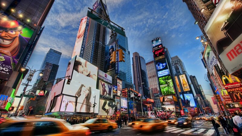 Times Square Billboards — Blue, Dramatic, Sunset
