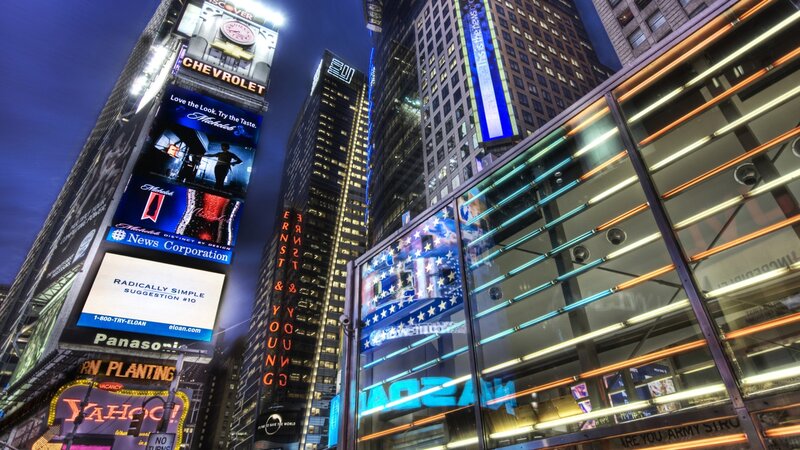 Times Square Billboards — Blue, Dramatic