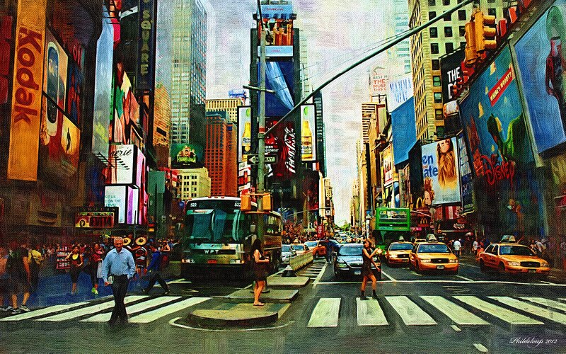 Times Square bustling with activity