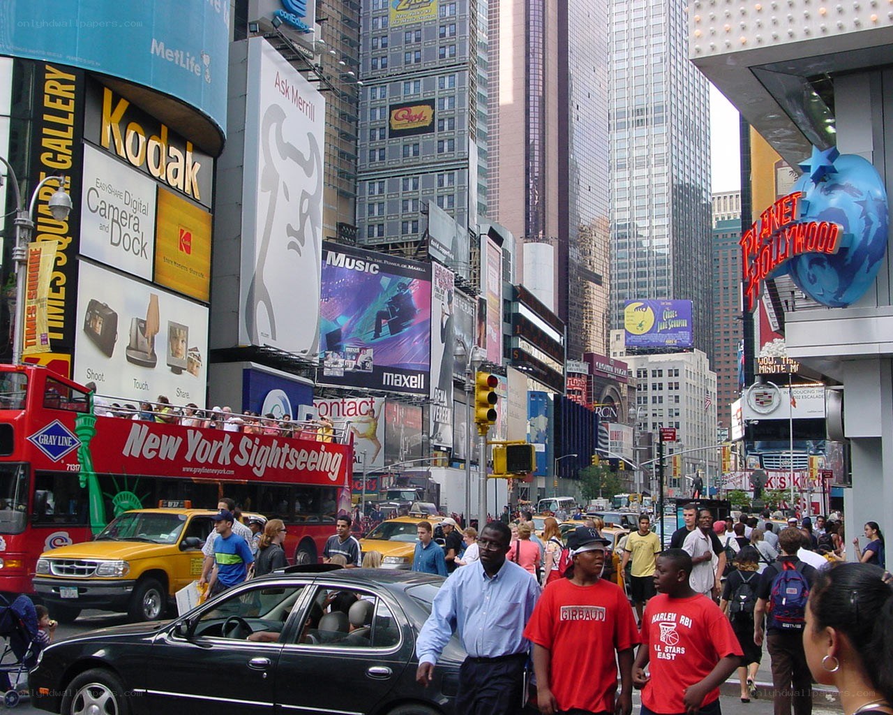 Times Square crowd and billboards