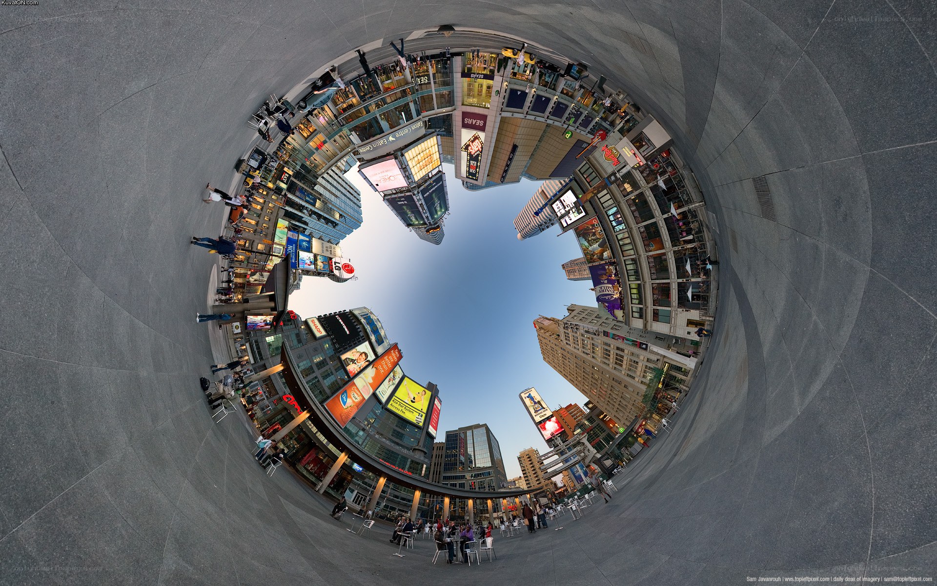 Times Square fisheye view