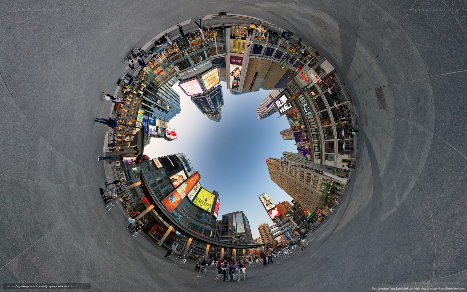 Times Square in a fisheye lens