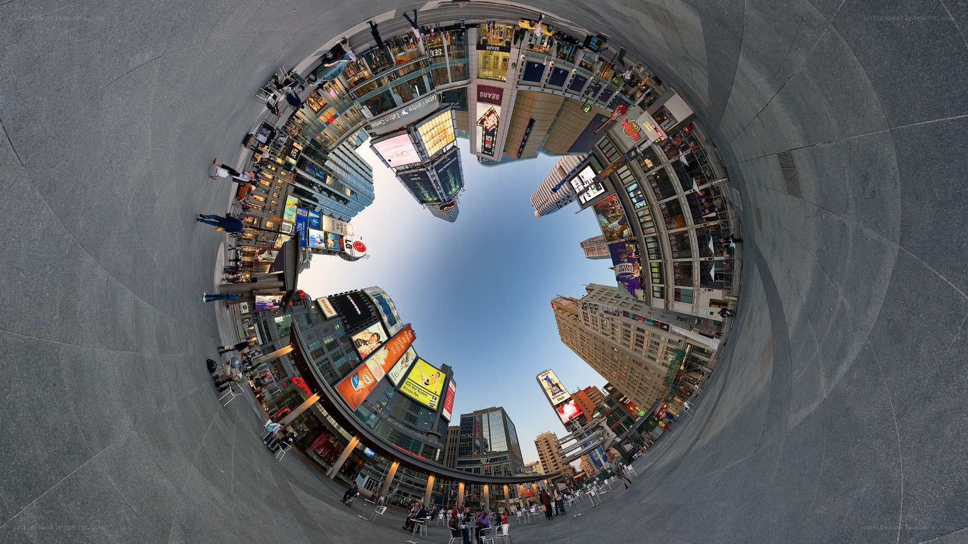 Times Square in a spherical view