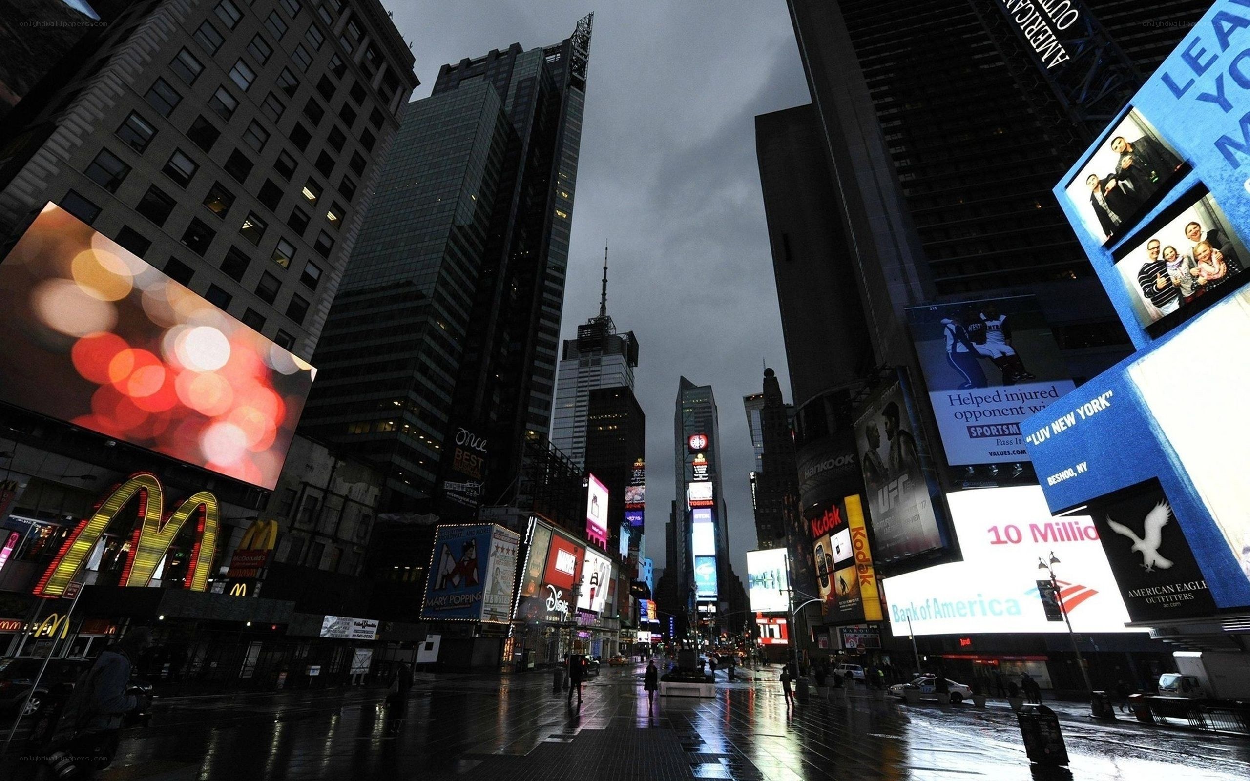 Times Square on a rainy evening