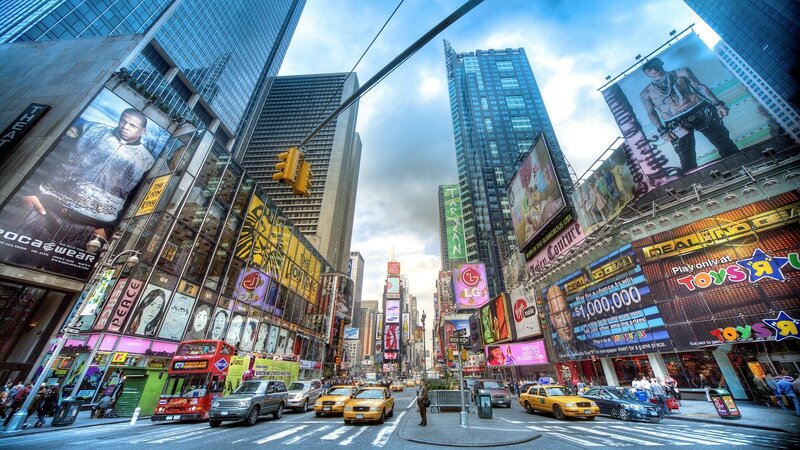 Times Square Street Scene — Blue, Busy