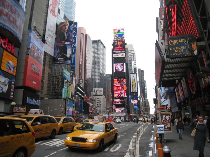 Times Square traffic and billboards