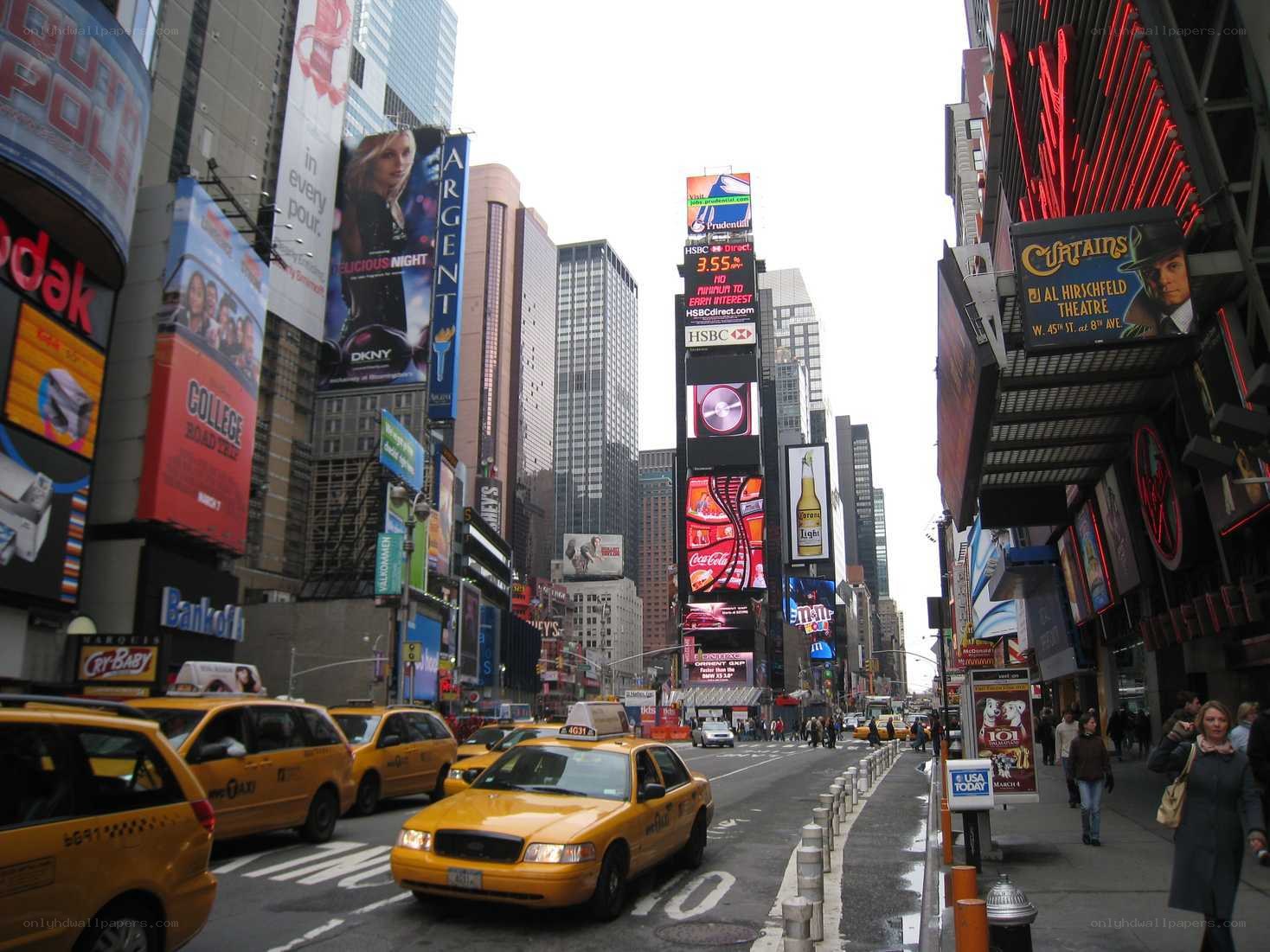 Times Square traffic and billboards
