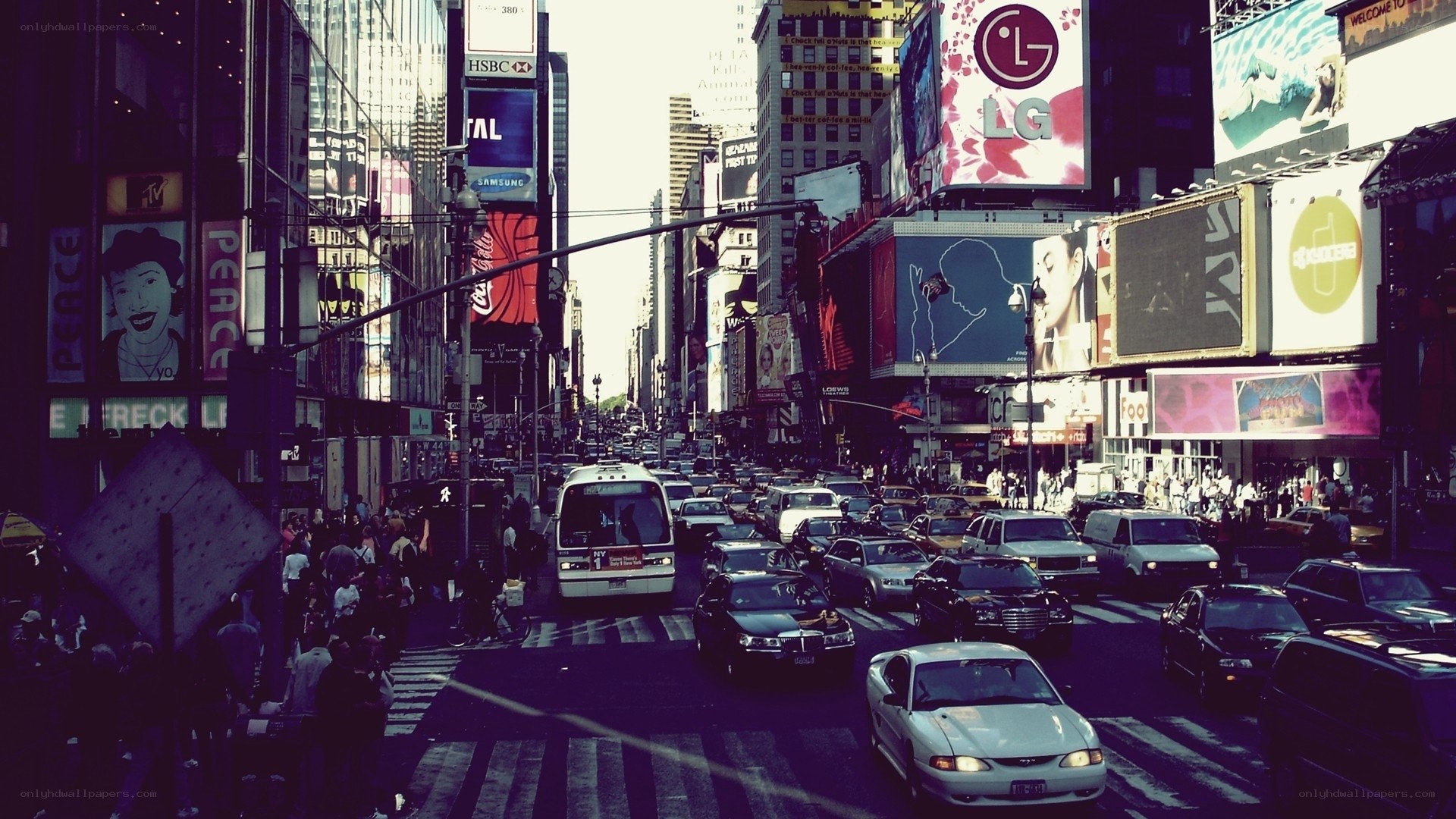 Times Square traffic and billboards
