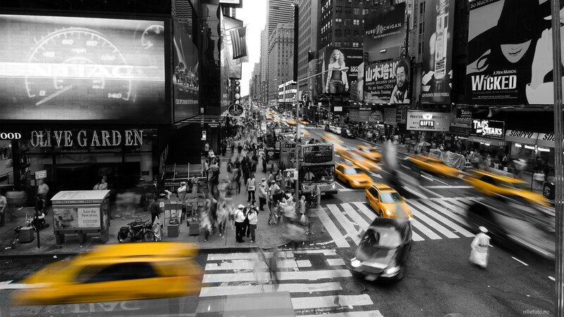 Times Square traffic and crowds