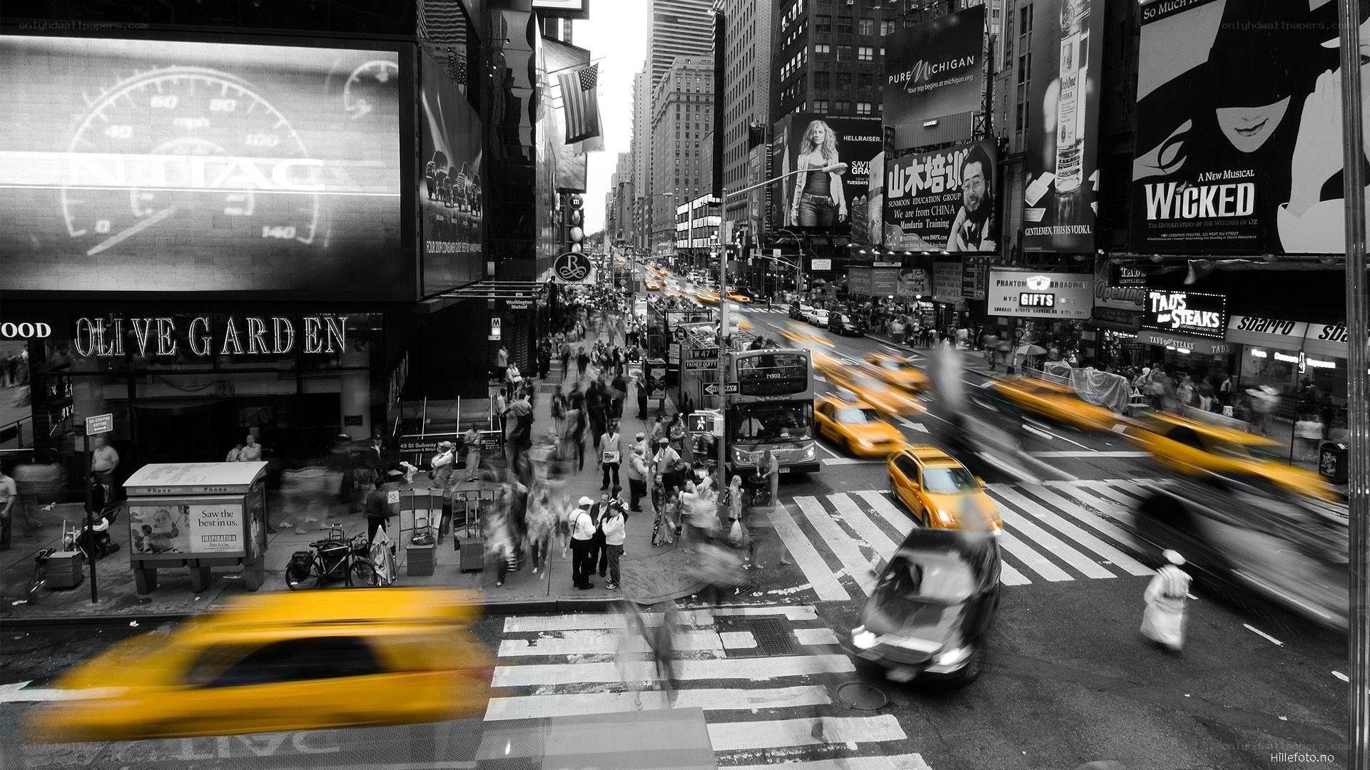 Times Square traffic and crowds