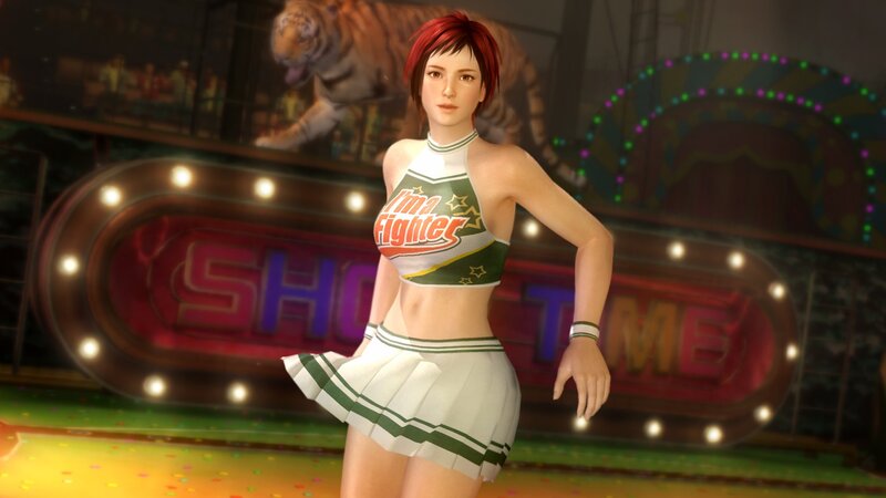 Tina in a cheerleader outfit
