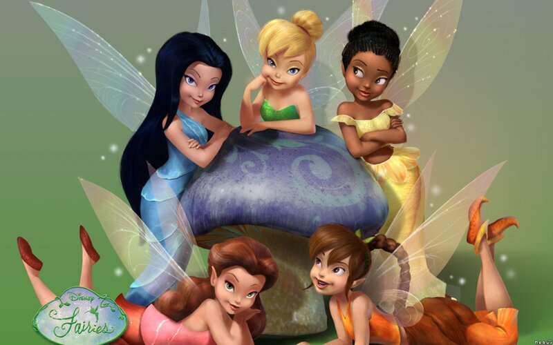 Tinker Bell and her fairy friends