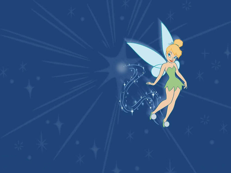 Tinker Bell flying in starry night