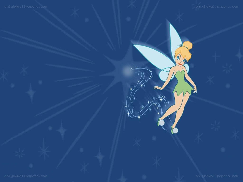 Tinker Bell flying in starry night