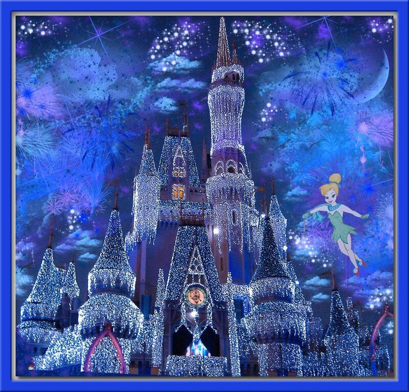 Tinker Bell Flying Near Castle