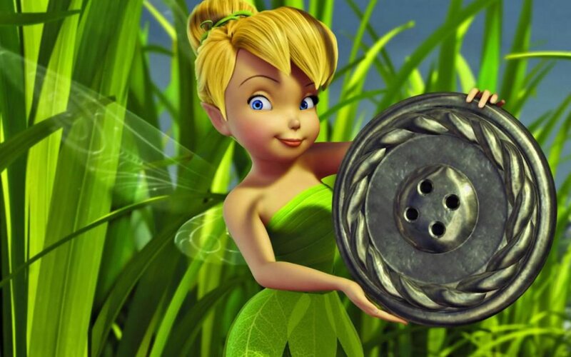 Tinker Bell Holding Button — Green