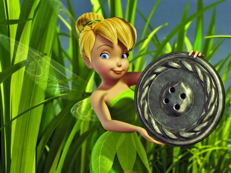 Tinker Bell Holding Button