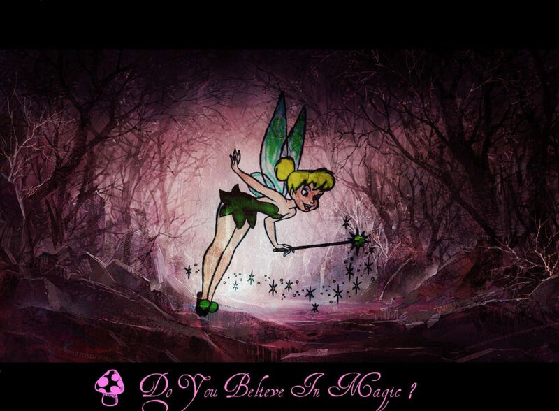 Tinker Bell in a dark forest