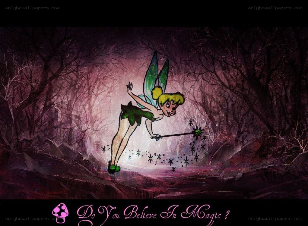 Tinker Bell in a dark forest