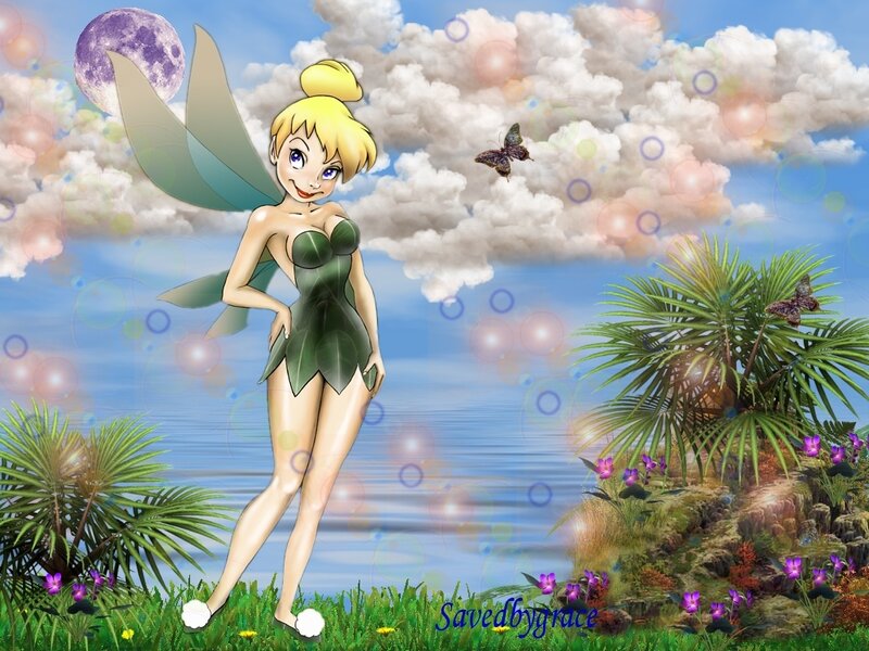 Tinker Bell in a dreamy landscape