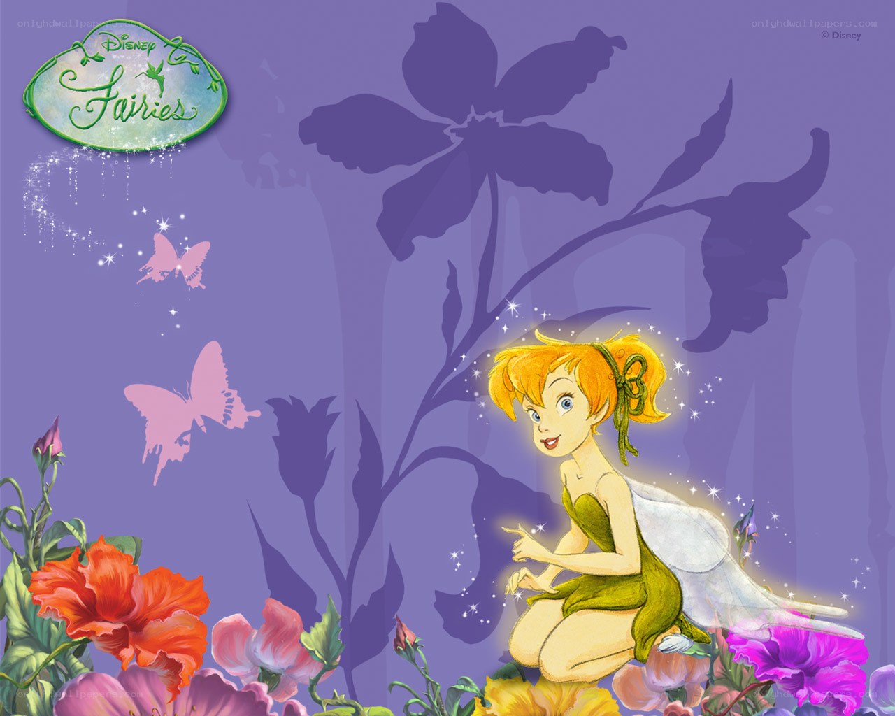 Tinker Bell in a flower garden